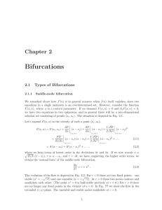 Bifurcations Chapter 2 2.1 Types of Bifurcations