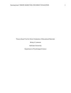 Running head: THEORY‐BASED TOOL FOR DIRECT EVALUATION      1  Theory‐Based Tool for Direct Evaluation of Educational Materials  