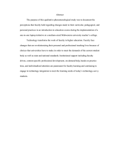 Abstract  The purpose of this qualitative phenomenological study was to document... perceptions that faculty hold regarding changes made to their curricular,...