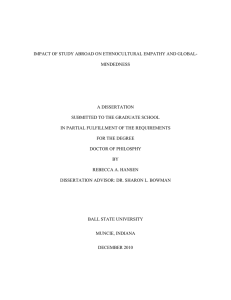 IMPACT OF STUDY ABROAD ON ETHNOCULTURAL EMPATHY AND GLOBAL- MINDEDNESS A DISSERTATION