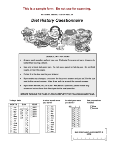 Diet History Questionnaire |___|___| NATIONAL INSTITUTES OF HEALTH