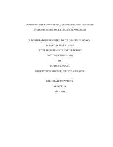 EXPLORING THE MOTIVATIONAL ORIENTATIONS OF GRADUATE STUDENTS IN DISTANCE EDUCATION PROGRAMS