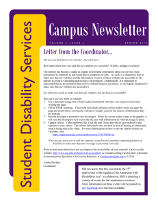 Campus Newsletter  vices Letter from the Coordinator...
