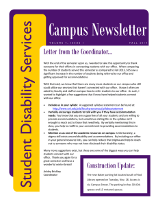 Campus Newsletter s vice Letter from the Coordinator...