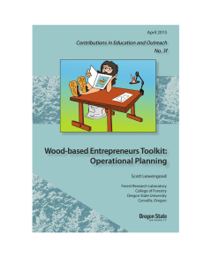 Wood-based Entrepreneurs Toolkit: Operational Planning Contributions in Education and Outreach No. 3f