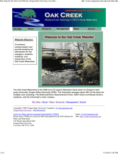 Intro Page for the Oak Creek Website, Oregon State University,...