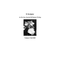 E-Scriptor An On-Line Journal Of Student Writing Volume I Fall 2003