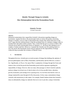 Identity Through Change in Aristotle: How Hylomorphism Solved the Parmenidean Puzzle