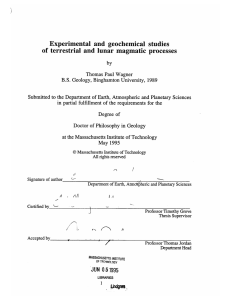 Experimental  and  geochemical  studies