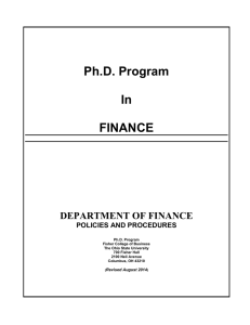 Ph.D. Program  In FINANCE