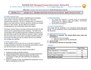 BUSADM 4239: Managing Process Improvement Spring 2016