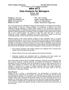 MBA 6273 Data Analysis for Managers Subject to Change