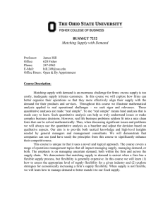 BUSMGT 7232 Matching Supply with Demand
