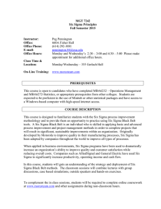 MGT 7242 Six Sigma Principles Fall Semester 2015