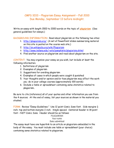 CMPS 1033 – Plagiarism Essay Assignment – Fall 2010