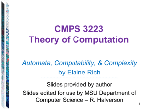 CMPS 3223 Theory of Computation Automata, Computability, &amp; Complexity by Elaine Rich