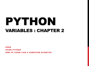 PYTHON VARIABLES : CHAPTER 2 FROM THINK PYTHON