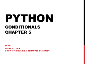 PYTHON CONDITIONALS CHAPTER 5 FROM
