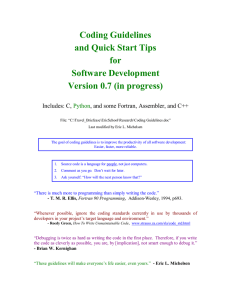 Coding Guidelines and Quick Start Tips for Software Development