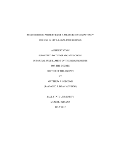 PSYCHOMETRIC PROPERTIES OF A MEASURE OF COMPETENCY  A DISSERTATION