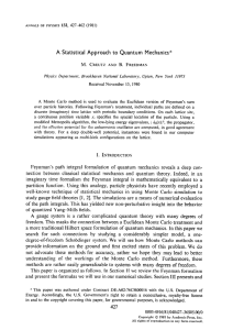 A  Statistical Approach to  Quantum Mechanics*