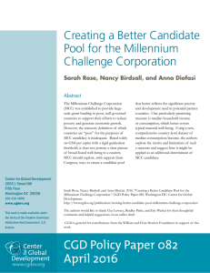 Corporation Creating a Better Candidate Pool for the Millennium Challenge