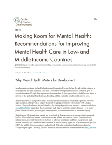 Making Room for Mental Health: Recommendations for Improving Middle-Income Countries