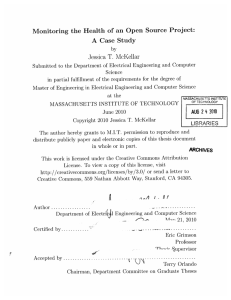 Monitoring  the  Health  of  an  Open... A  Case  Study Jessica  T.  McKellar