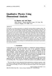Qualitative Physics Using Dimensional Analysis ARTIFICIAL INTELLIGENCE