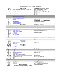 TENTATIVE CMPS 3013 Schedule Spring 2016