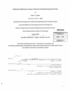 Methods for Bibliometric Analysis of Research:  Renewable  Energy ... E. E.E.C.S. Submitted to the Department  of Electrical  Engineering and...