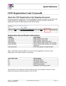 CDW Registration Code Crosswalk Quick Reference
