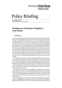 Policy Briefing Zimbabwe’s Elections: Mugabe’s Last Stand Overview