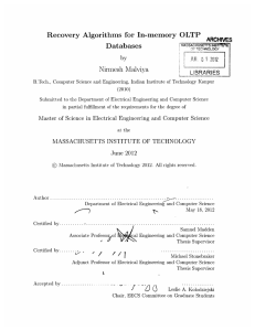 Recovery  Algorithms  for  In-memory  OLTP Databases ARCHIVES