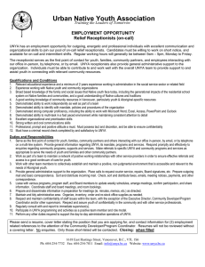 Urban Native Youth Association  EMPLOYMENT OPPORTUNITY Relief Receptionists (on-call)