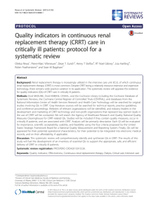 Quality indicators in continuous renal replacement therapy (CRRT) care in