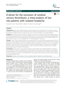 D-dimer for the exclusion of cerebral risk patients with isolated headache