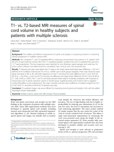 T1- vs. T2-based MRI measures of spinal patients with multiple sclerosis