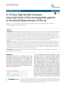 A 72-hour high fat diet increases transcript levels of the neuropeptide galanin