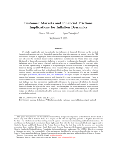 Customer Markets and Financial Frictions: Implications for Inflation Dynamics Simon Gilchrist Egon Zakrajˇsek