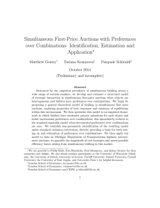 Simultaneous First-Price Auctions with Preferences over Combinations: Identification, Estimation and Application