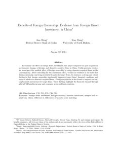 Benefits of Foreign Ownership: Evidence from Foreign Direct Investment in China ∗