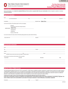The Ohio State University Fisher College of Business Graduate Program Reference Form