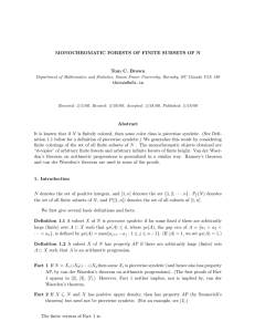 MONOCHROMATIC FORESTS OF FINITE SUBSETS OF N Tom C. Brown