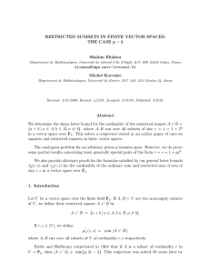 RESTRICTED SUMSETS IN FINITE VECTOR SPACES: THE CASE p Shalom Eliahou