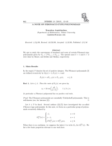 INTEGERS 10 (2010), 13-18 #A2 A NOTE ON FIBONACCI-TYPE POLYNOMIALS Tewodros Amdeberhan