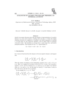 INTEGERS 10 (2010), 83-100 #A8 ANALOGUES OF JACOBI’S TWO-SQUARE THEOREM: AN INFORMAL ACCOUNT