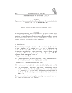 INTEGERS 10 (2010), 187-199 #A14 MULTIPLICITIES OF INTEGER ARRAYS Lane Clark