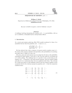 #A19 INTEGERS 10 (2010), 233-241 ζ William J. Keith