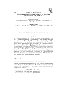 #A45 INTEGERS 10 (2010), 531-558 GENERALIZING THE COMBINATORICS OF BINOMIAL !